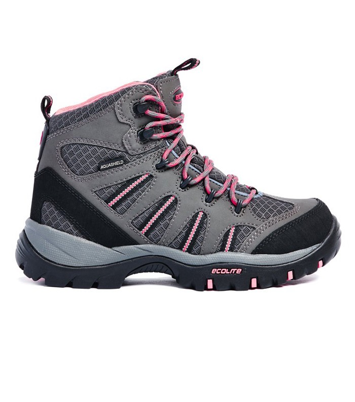 Ecolite Womens Aztec Mid Wp Hiking Boots Grey / Coral
